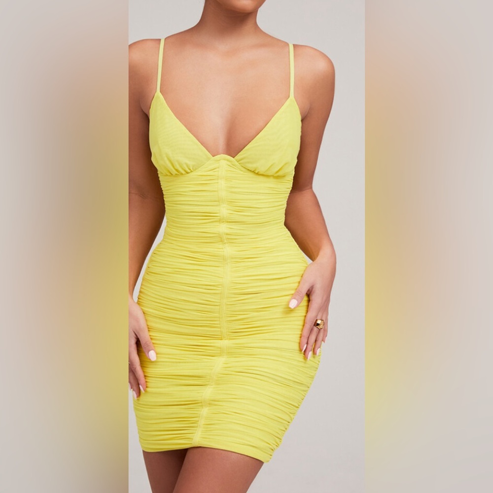 MISTRESS ROCKS SPOTLIGHT Lemon Plunge Mesh Dress